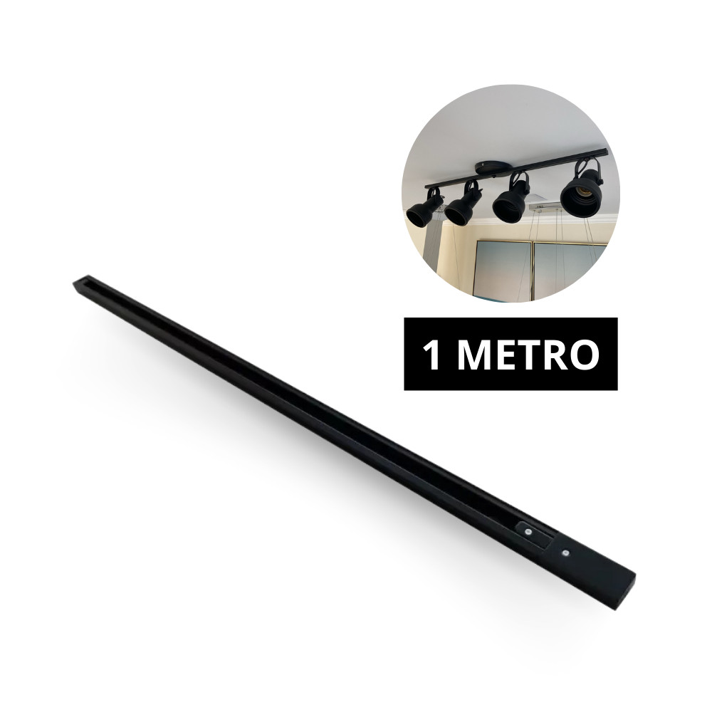 Trilho Eletrificado Para Lampadas Spot Preto Perfil de Alumínio 1M Iluminação Residencial Comercial Design Moderno