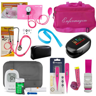 KIT DE ENFERMAGEM COM GLICOSIMETRO E OXIMETRO em Oferta na Shopee
