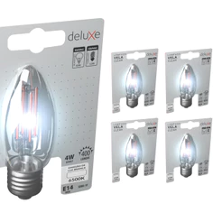 Kit 5 Lampadas Led Vela Filamento Clear 4w 6500k Branco Frio E14 110v/220v Cod: 351091379-5 Deluxe By Avant