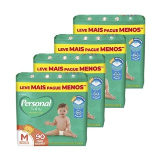 Fralda Descartável Personal Giga Média - 4 Embalagem com 90 Unidades - Total de 360 Tiras em Oferta na Shopee