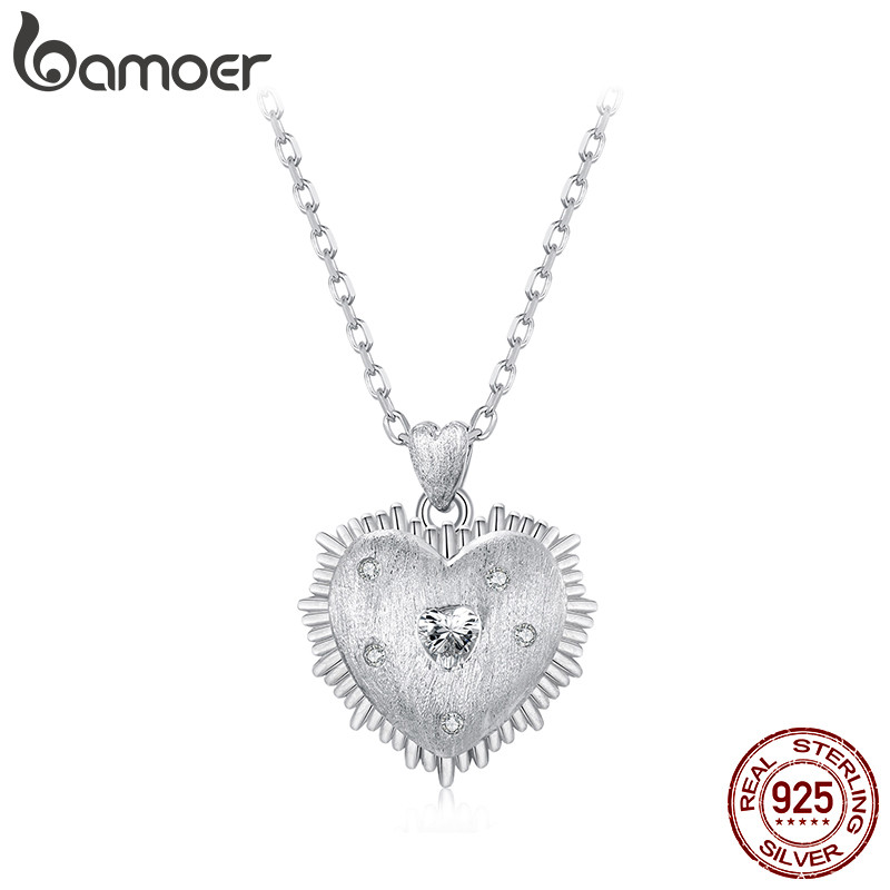 Bamoer 925 Sterling Sliver Colar Coração Design Joias Presentes Para Mulheres