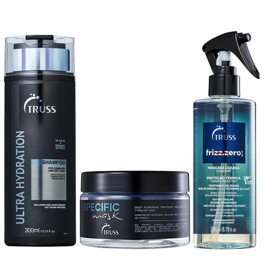 Kit Truss Ultra Hydration -Shampoo 300ml + Máscara Specific 180g + Frizz Zero 260ml