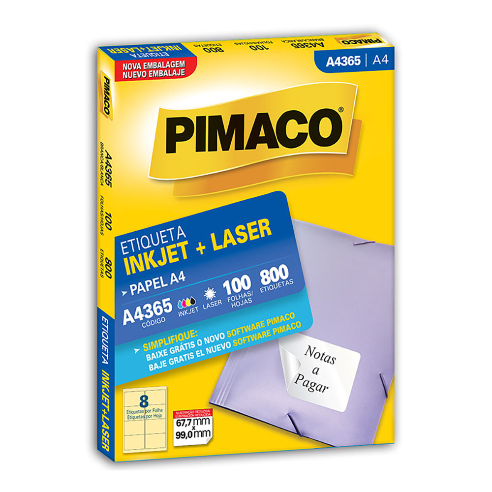 Etiqueta inkjet/laser A4365 com 100 folhas Pimaco em Oferta na Shopee