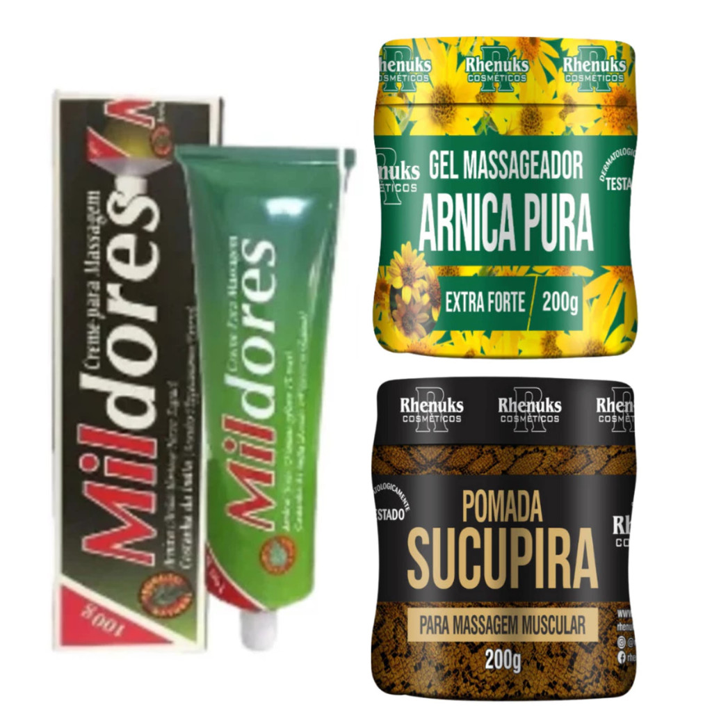 Kit Pomada Mil Dores + Sucupira + Arnica Pura