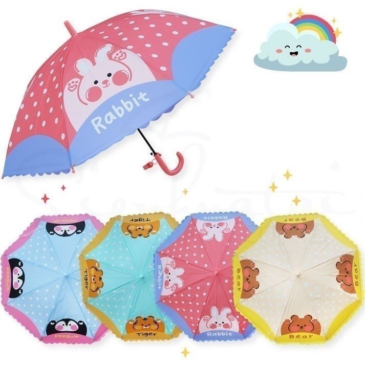 Sombrinha Guarda Chuva Infantil Bichinhos Abertura Automática Com Apito B-176