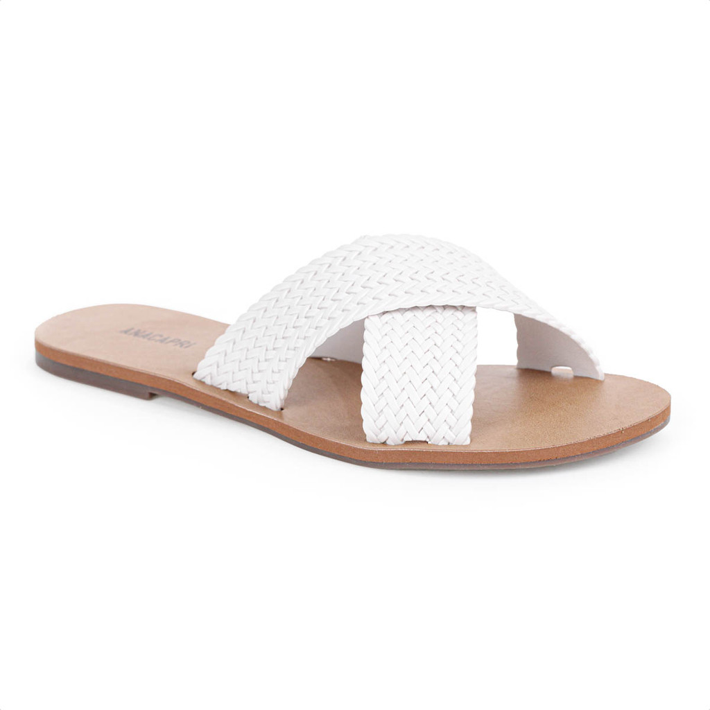 Rasteira Anacapri Tiras Cruzadas Trançada Branco - Feminino em Oferta na Shopee