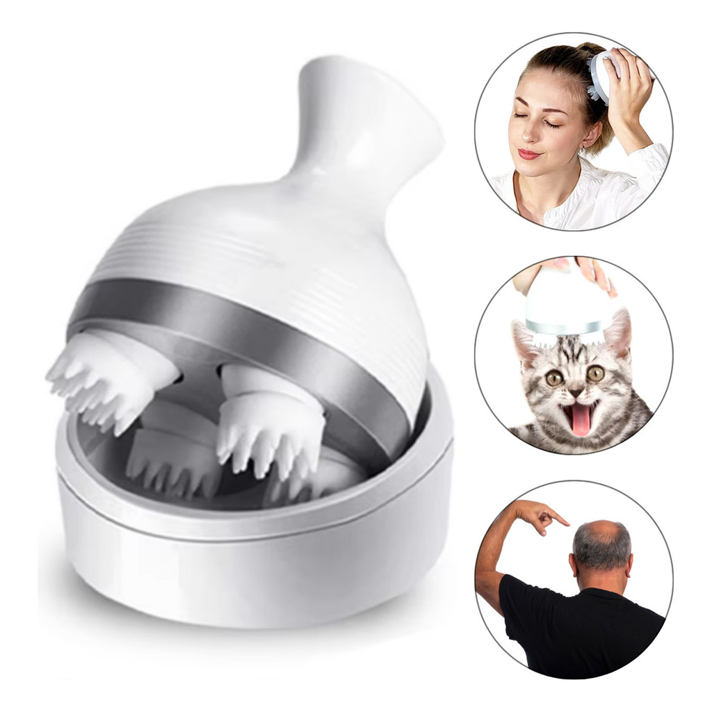 Massageador Elétrico De Couro Cabeludo Cabeça E Animais - Relaxamento, Portátil, Recarregável E Fácil De Usar