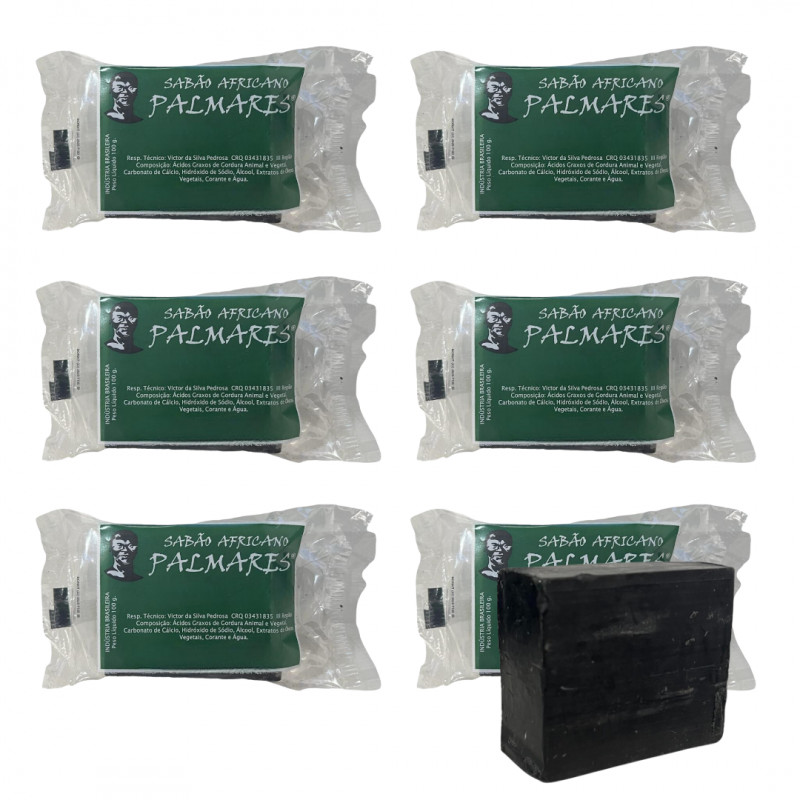 Kit com 6 Sabão Da Costa Africano Palmares 100 g + Presente