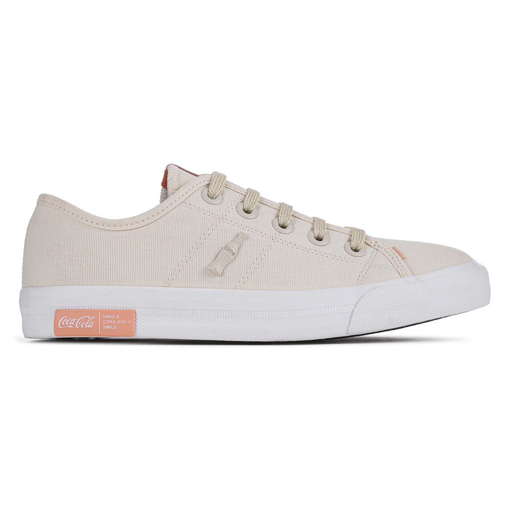 Tênis Coca Cola Miami Canvas Off White e Coral - Feminino em Oferta na Shopee