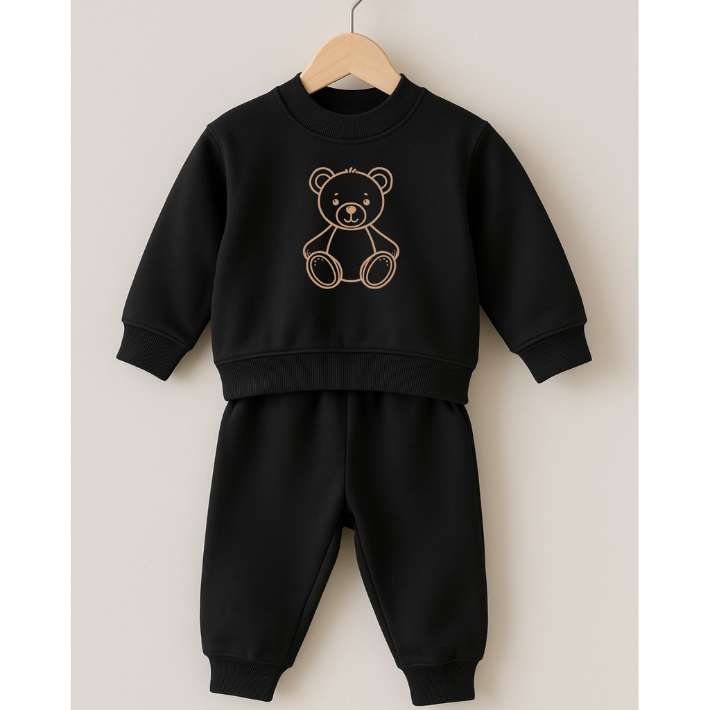Moletom Infantil Menina Urso Minimalista Liso Gola Redonda Quentinho