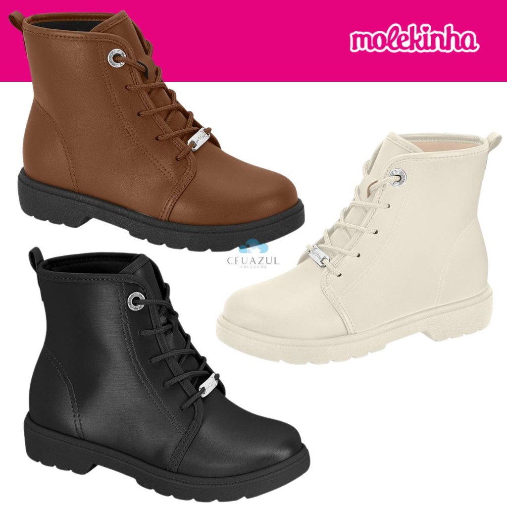 Bota Coturno Infantil Menina Molekinha Tratorada Conforto em Oferta na Shopee
