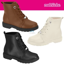 Bota Coturno Infantil Menina Molekinha Tratorada Conforto