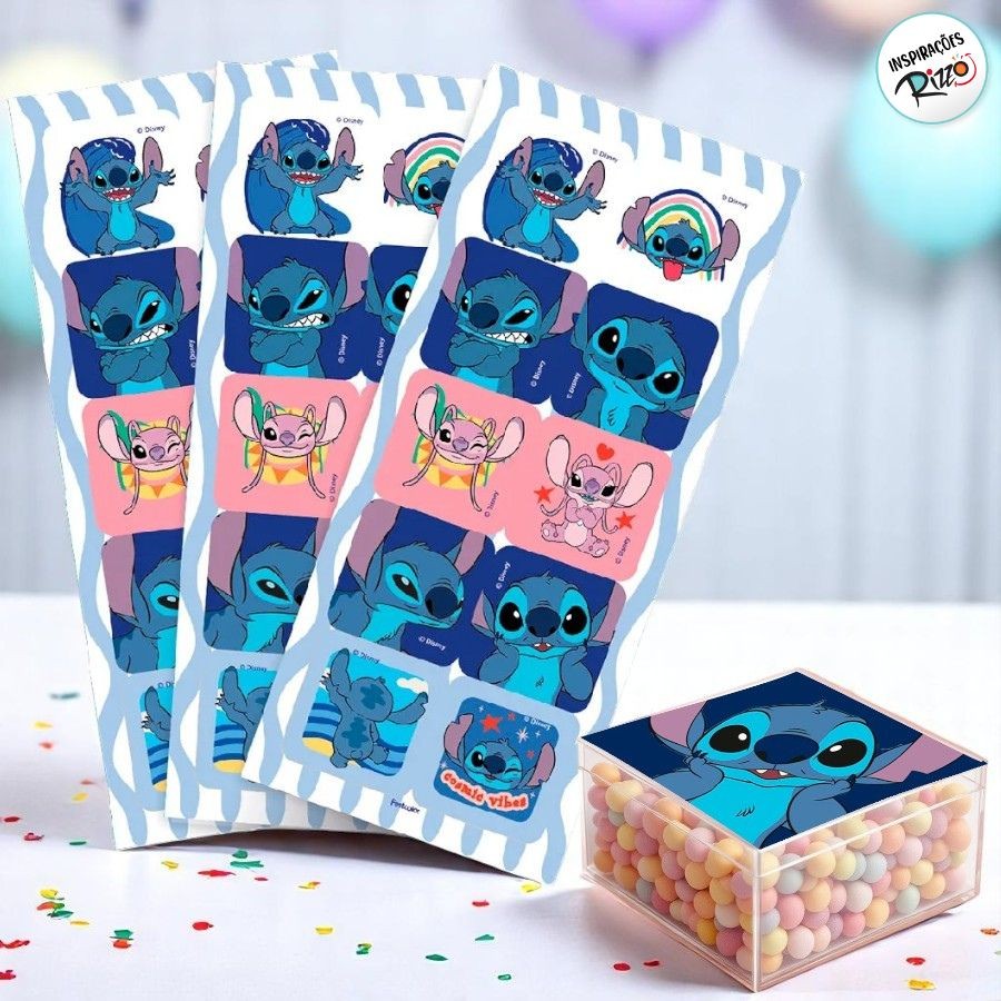 Adesivo Quadrado - Stitch New - 30 unidades - Disney Original - Rizzo em Oferta na Shopee