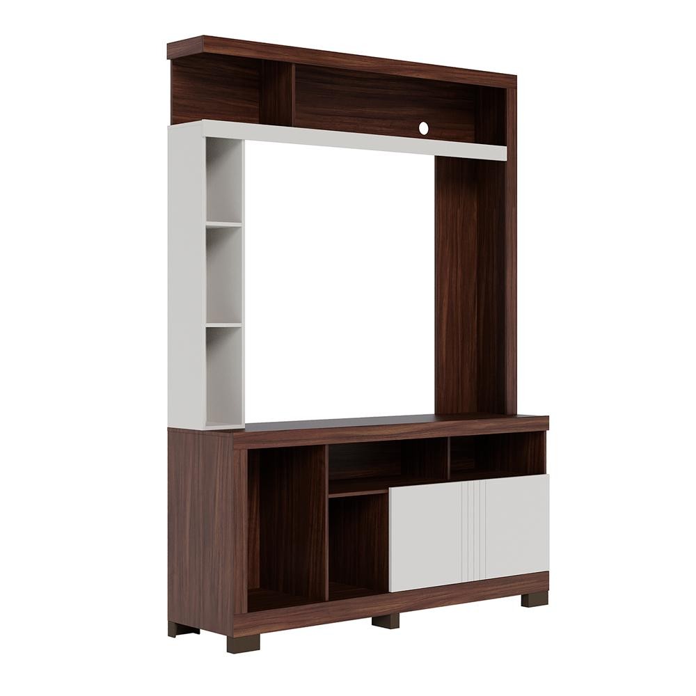Home Estante para TV até 50 2 Portas MDP/MDF 190cm Nichos Laterais Brogy Nogueira/Off White G73