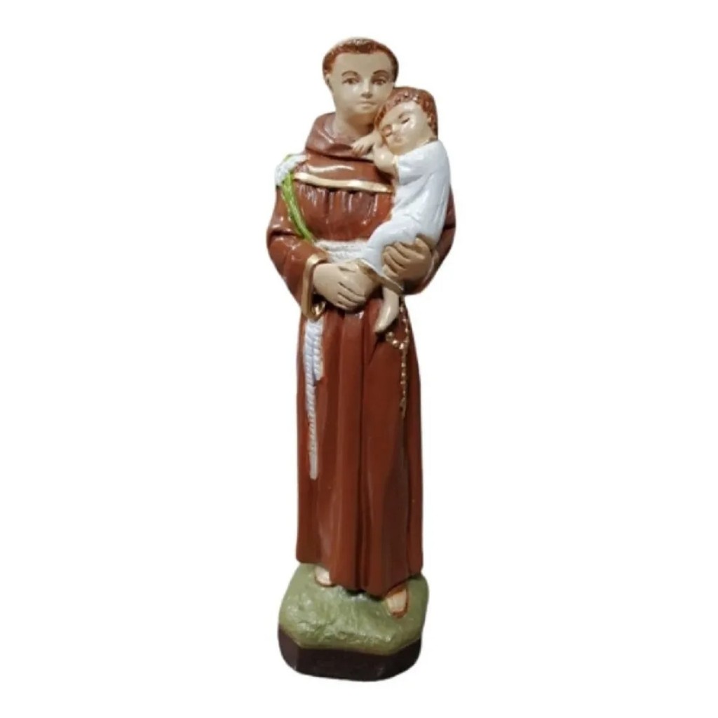 Imagem Sacra Religiosa em Gesso de SANTO ANTÔNIO o Santo Casamenteiro em Gesso - Devoção e Decoração