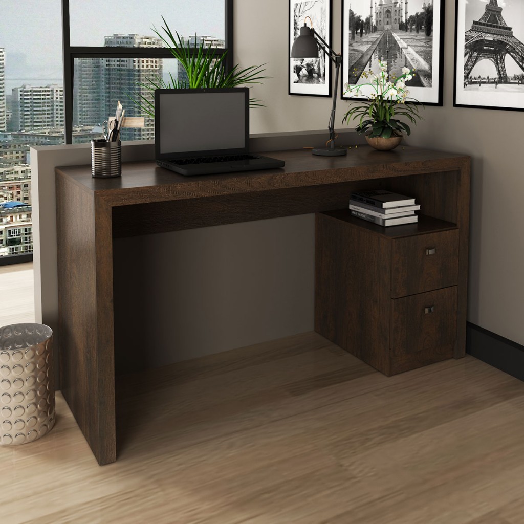 Mesa para Escritório 2 Gavetas Rústico ME4130 - Tecno Mobili - Home & Living