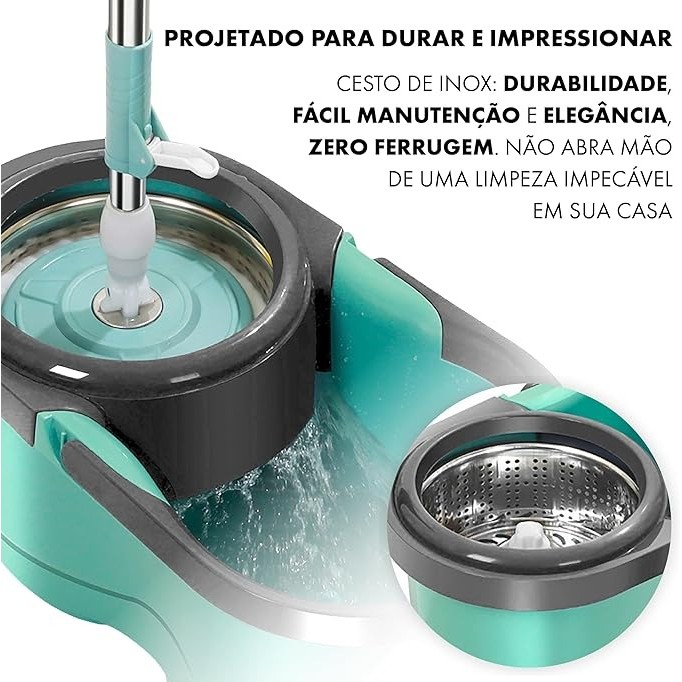 MOP REDONDO / INOX C/ESFREGÃO DE MICROFIBRA STAR LIMP CLB03152