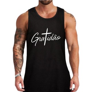camiseta Regata Gratidão Masculina estampada 100% algodão premium em Oferta na Shopee