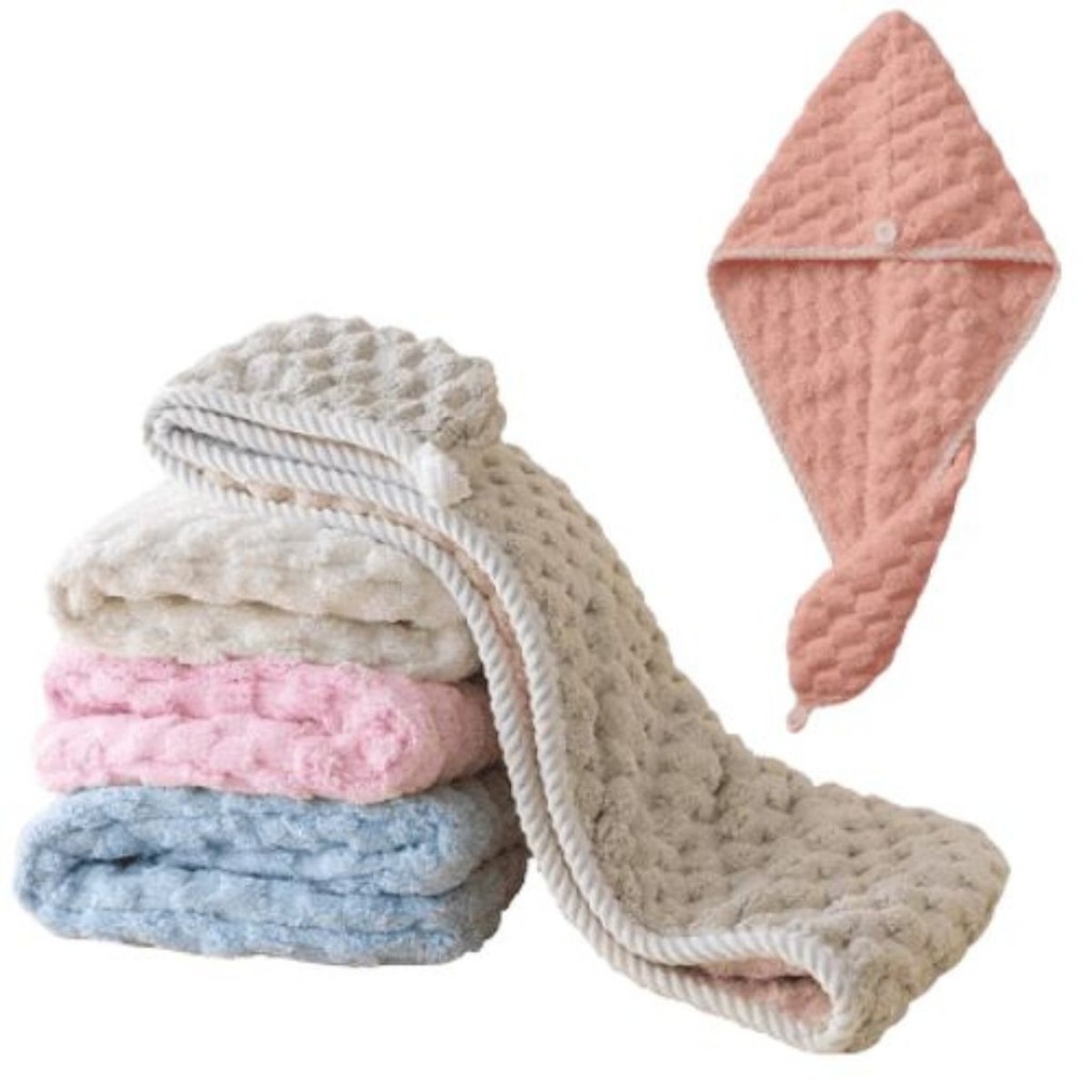 Toalha Para Cabelo Grossa Mágica Tecido Macia Para Cabelo Touca de Microfibra Secagem Banho