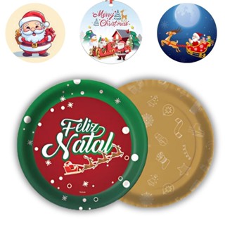 8 ~32 PRATO FESTA  NATAL DE PAPEL 18 CM FESTCOLOR em Oferta na Shopee