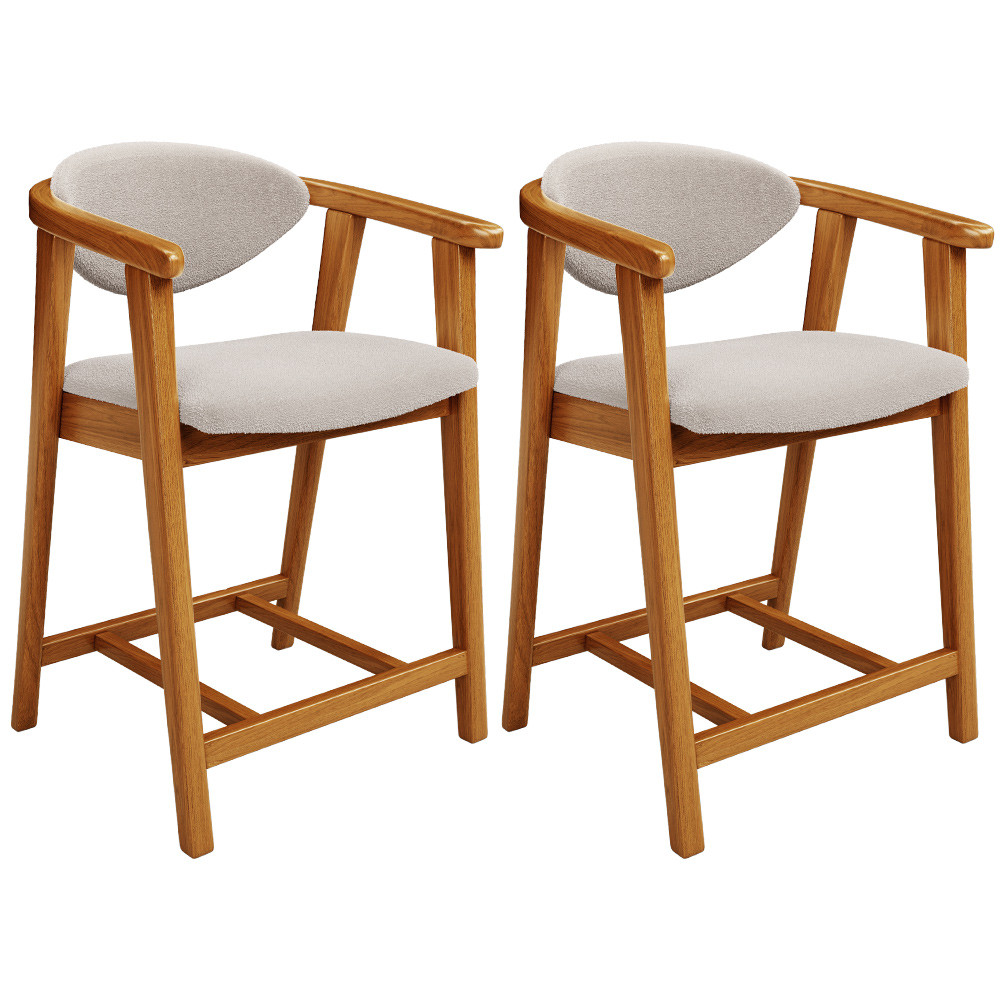 Kit 02 Banquetas Baixa Para Cozinha Sala Jantar Bancada Cecília L02 Bouclê Creme - Lyam Decor em Oferta na Shopee