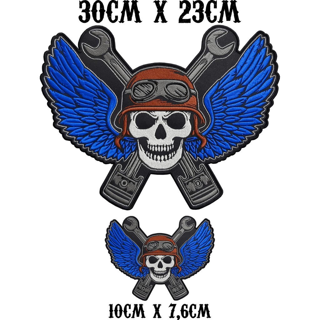 Kit Bordados Brasão Caveira Kamizaze Asa Azul Motoqueiro Cav10.2