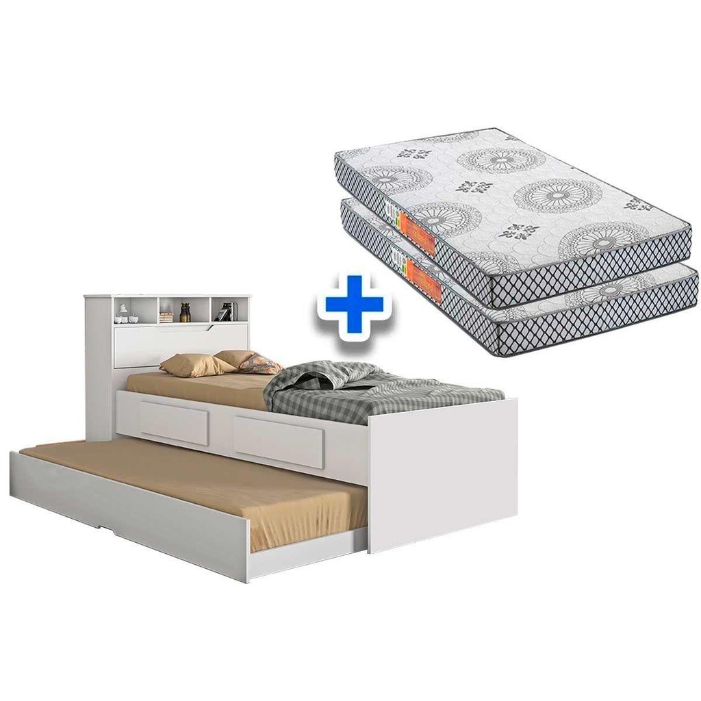 Colchão Solteiro Pérola Polar (2un) + Bicama Ravena Branco em Oferta na Shopee