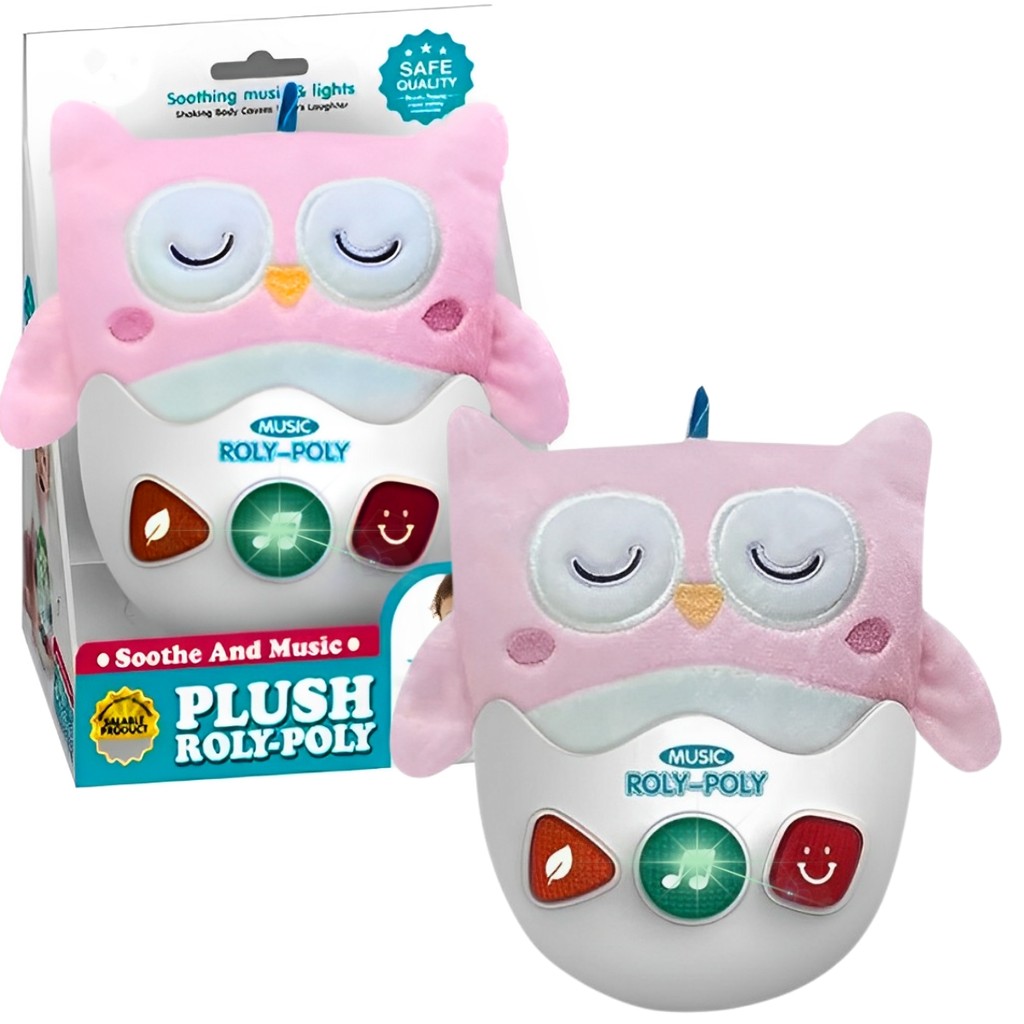 Boneco Pelúcia Musical Corujinha Rosa Som E Luz - Castela em Oferta na Shopee