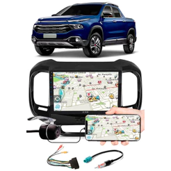 Multimídia 9 Polegadas Fiat Toro Espelhamento USB Bluetooth + Moldura Painel + Chicotes + Câmera Ré