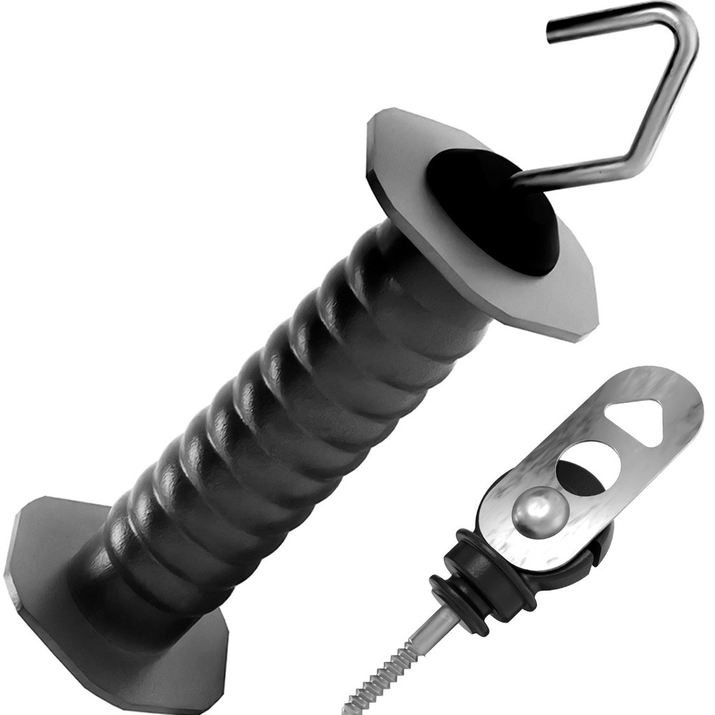 Kit 10un Porteira Isolada Curta + 10un Engate Cerca Elétrica Mola Interna Resistência Amarela
