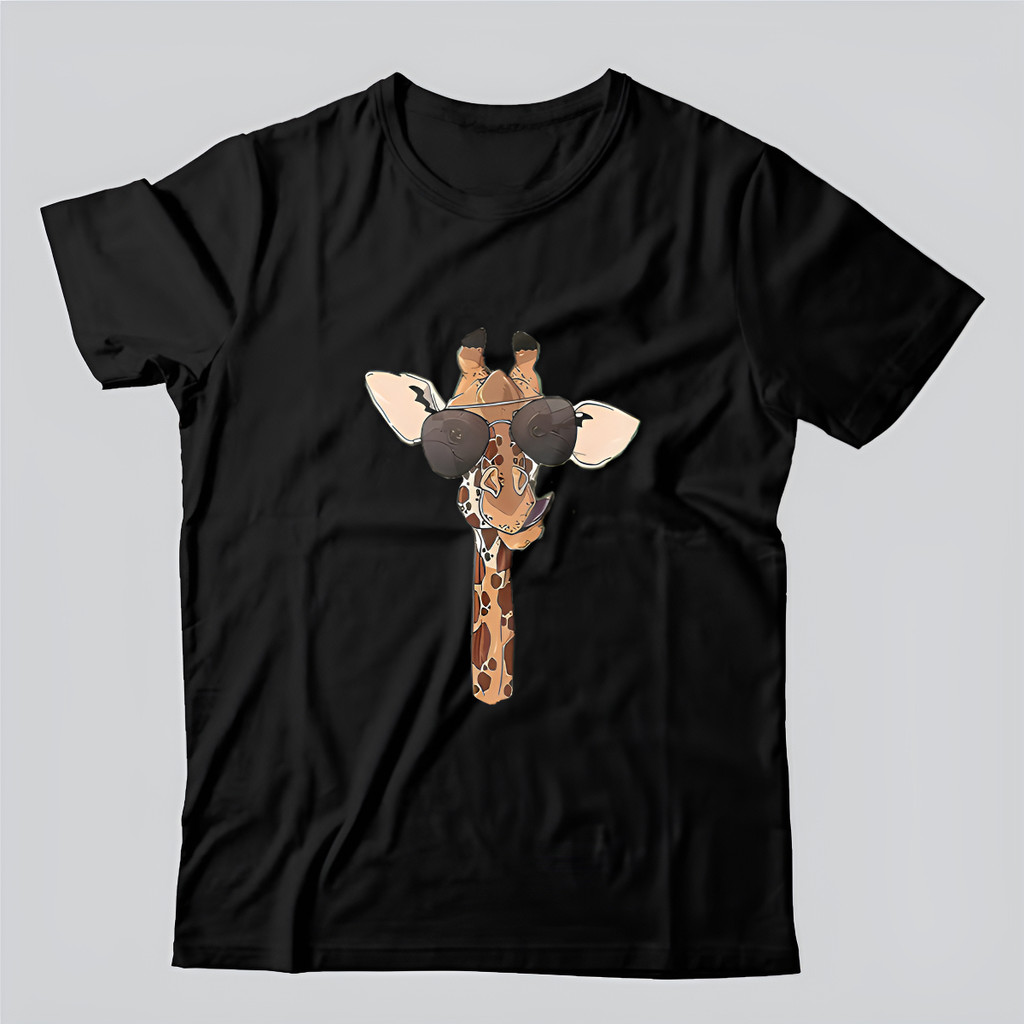 Camiseta Casual Estampa Girafa Relax De Óculos Engraçada Unissex
