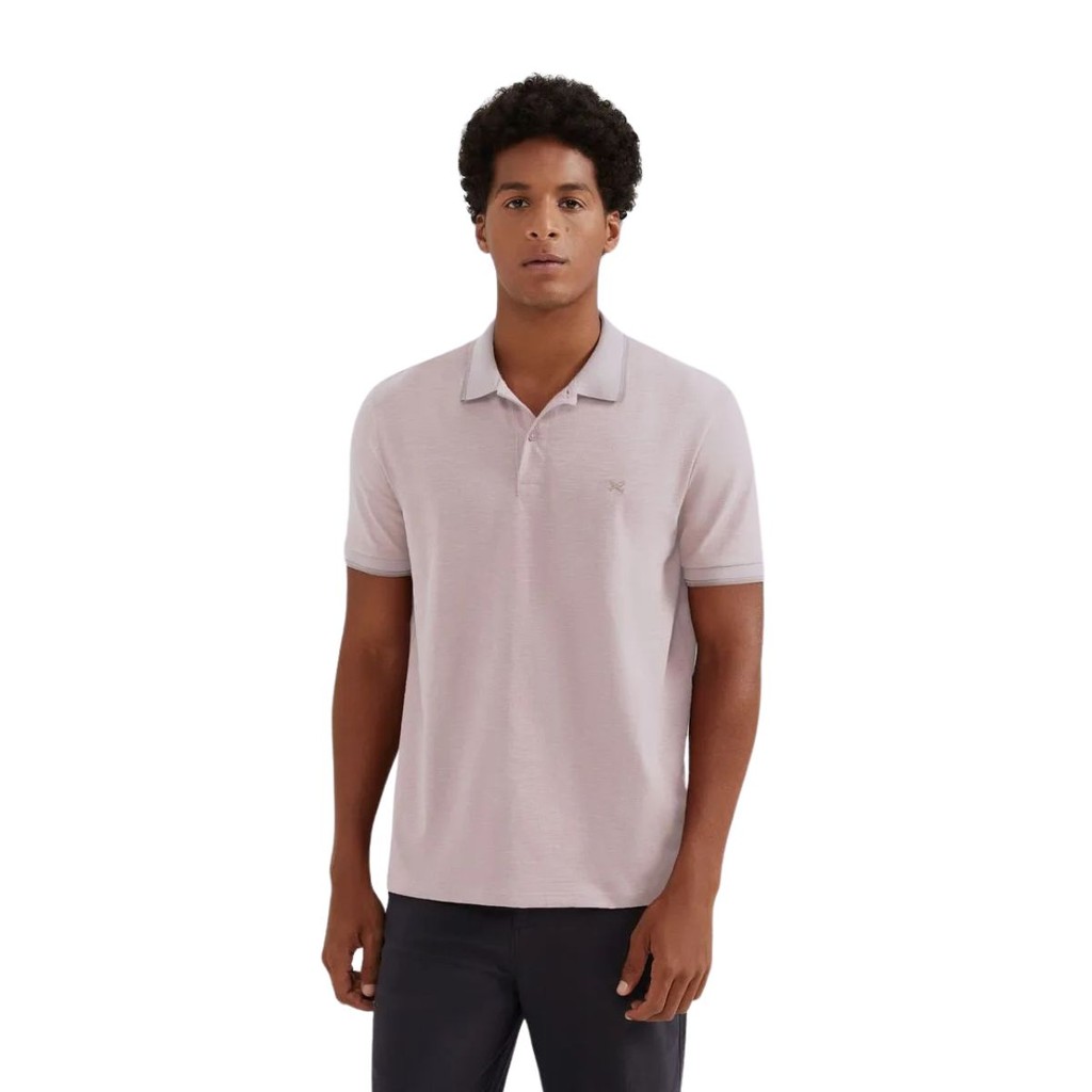 Camiseta Polo Hering Masculina Em Malha Texturizada Rosa