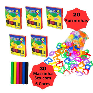 Kit 30 Unidades de Massinha + 20 moldes Forminhas Sortidas Para Modelar Infantil Escolar …