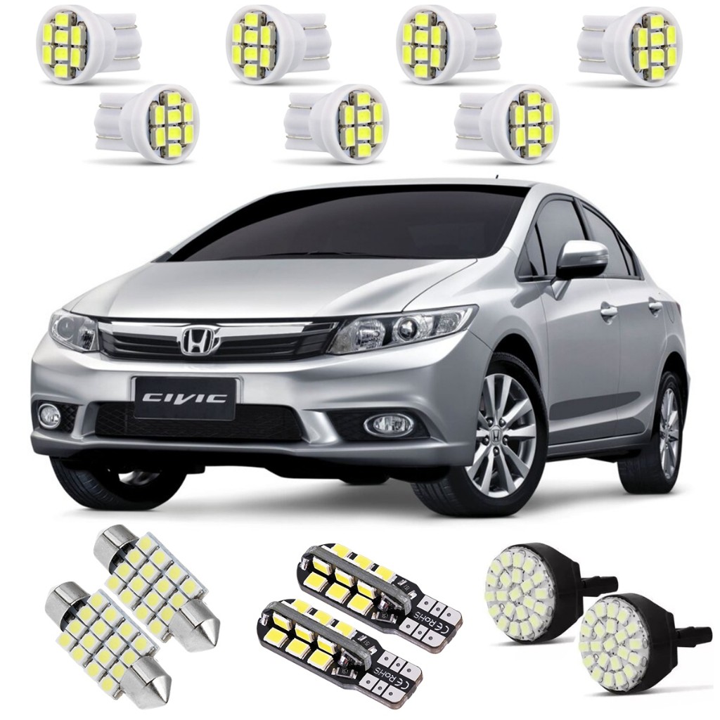 Kit Lâmpada Led Premium Interna e Externa Honda New Civic 2014 2015 2016