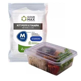 24un Pote Marmita Descartável Retangular 500ml Comida Fitness freezer e microondas em Oferta na Shopee