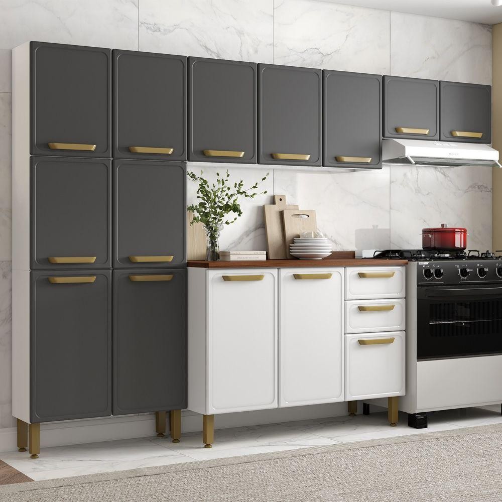 Cozinha Completa Aço Grafite/Branco Bella Bertolini em Oferta na Shopee