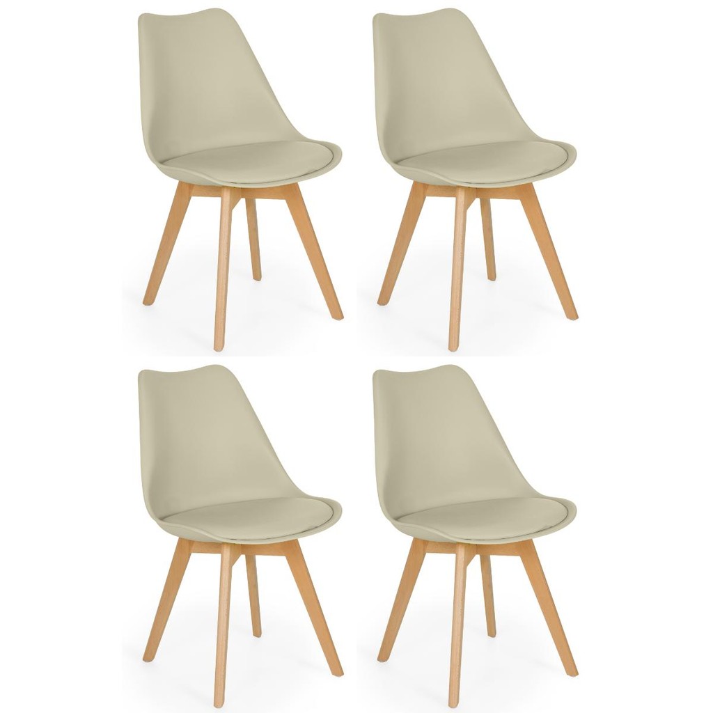 Kit 04 Cadeiras Eames Leda Design Base Madeira Magazine Decor