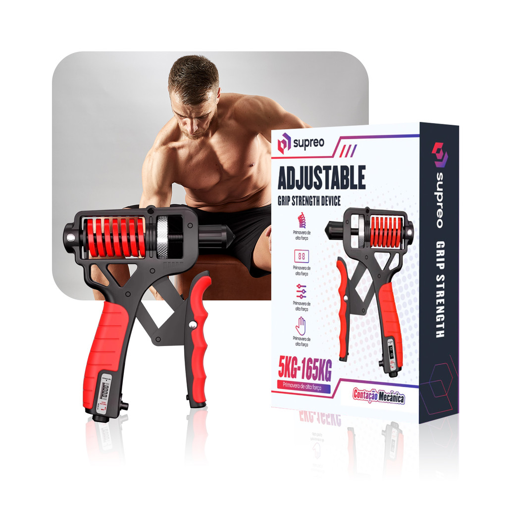 Hand Grip 165Kg Contador digital Musculação Treino de Antebraço Ajuste de Força Academia