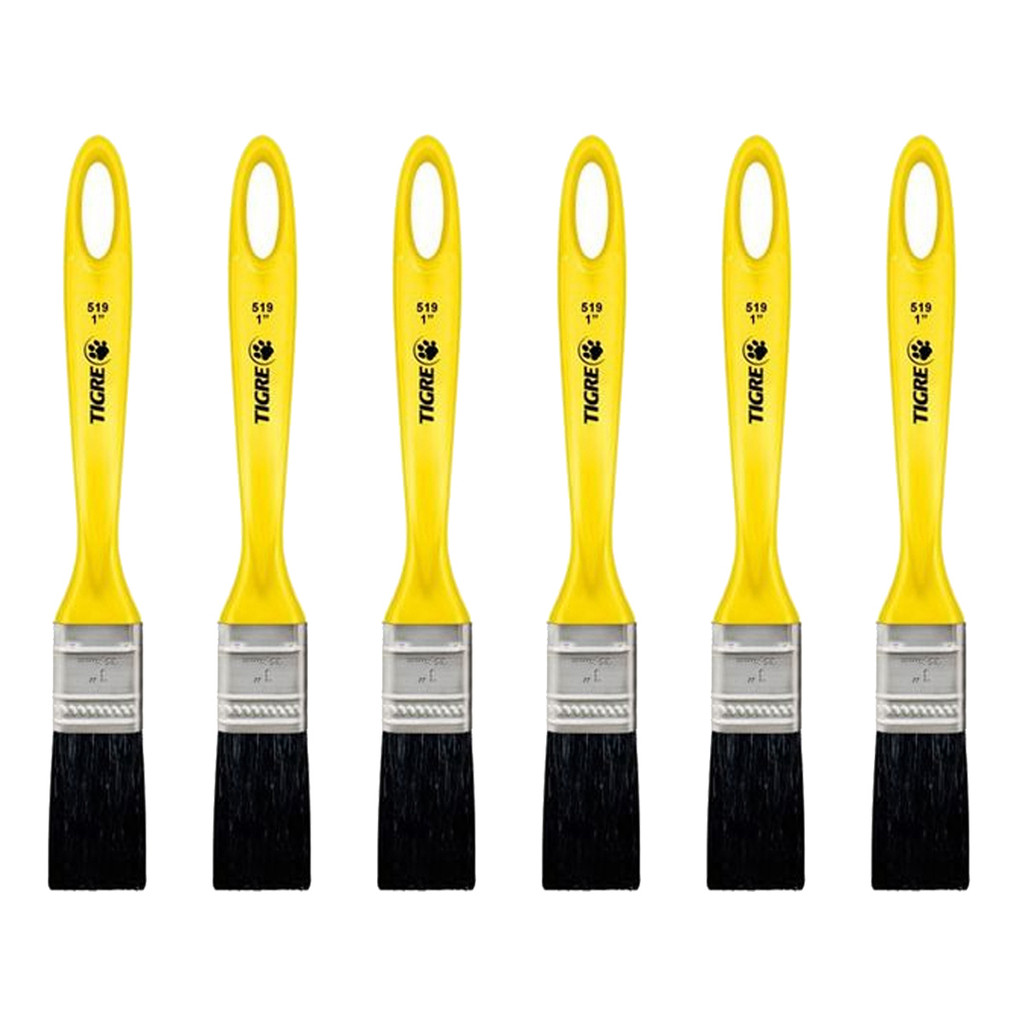 Kit 6 Trincha Pincel P/ Pintura Tinta Esmalte Óleo 1'' Tigre