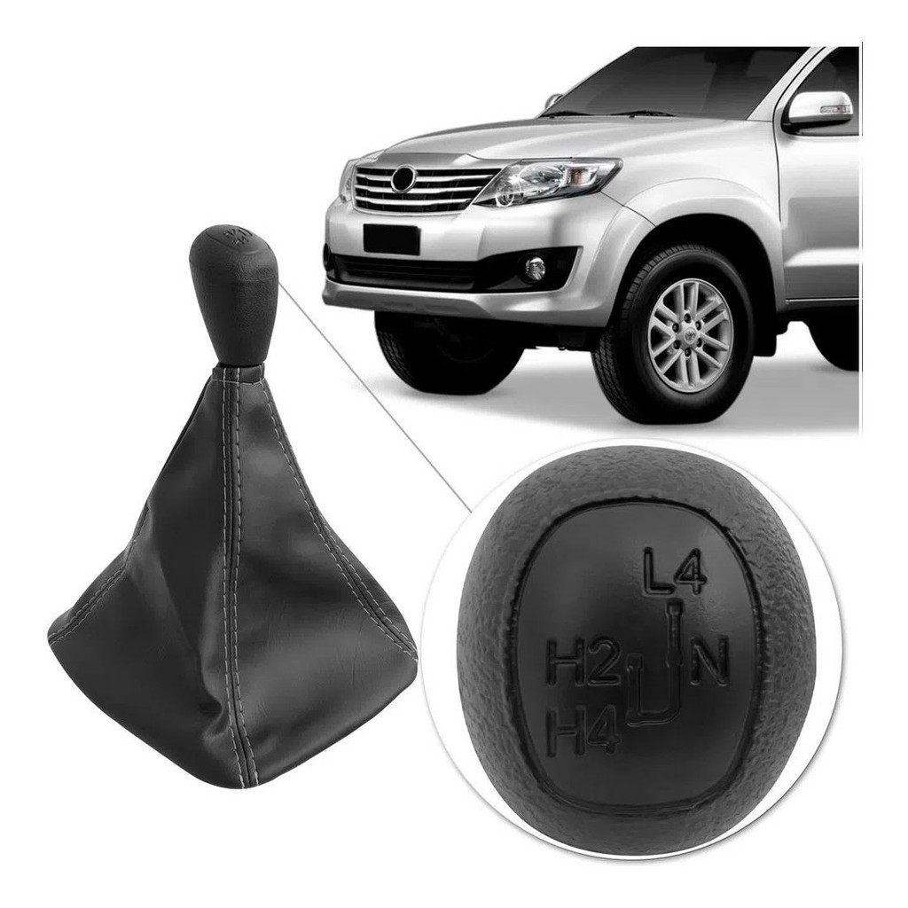 Kit Manopla Coifa do Câmbio Reduzida Hilux SW4 2006 Até 2015 Automática  Cinza