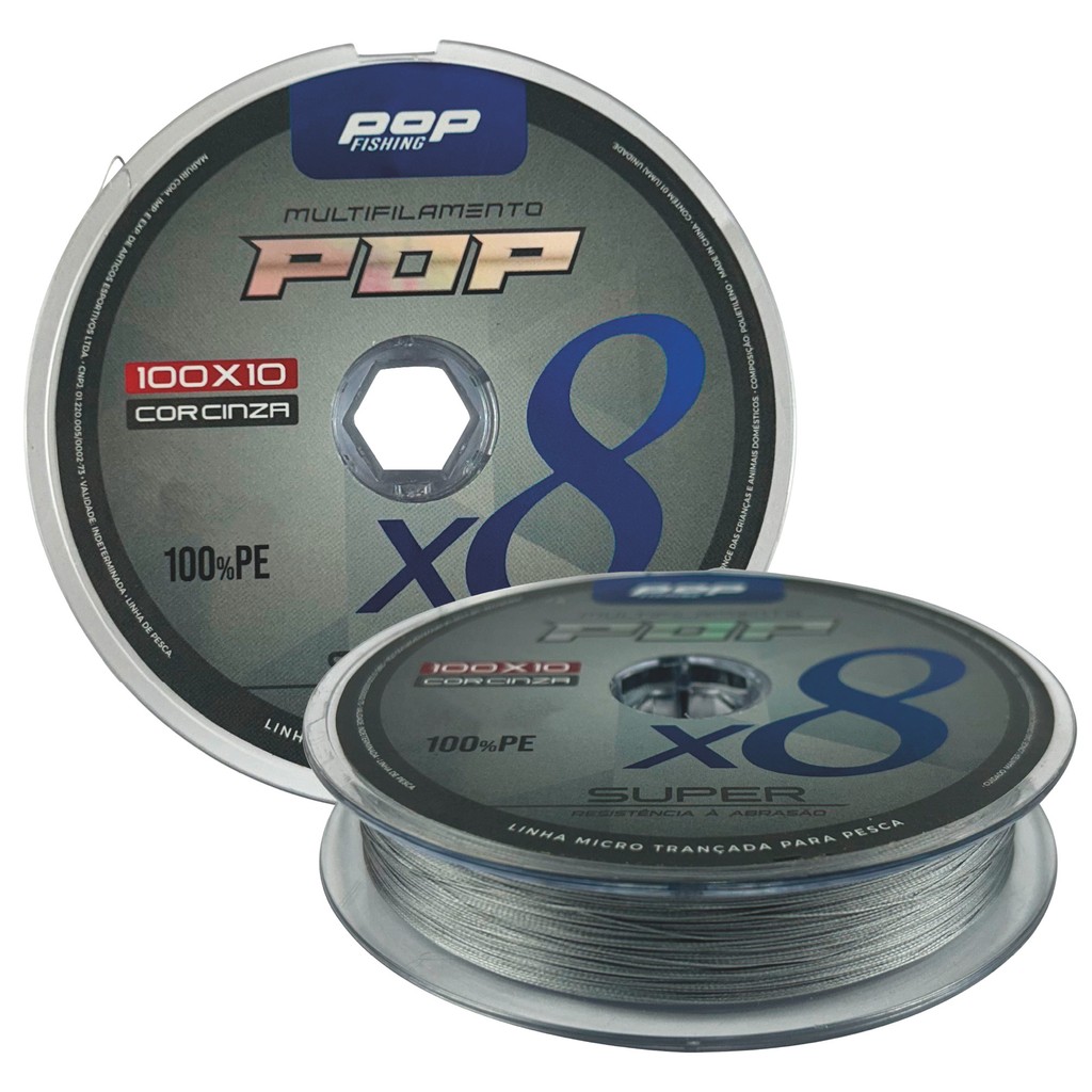 Linha Multifilamento Pop 8x Resistente Cinza Pop Fishing Maruri 100m