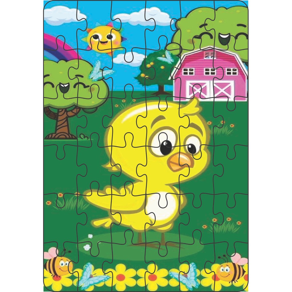 Jogo Quebra-Cabeça Jogo Infantil Educacional Pintinho Amarelinho 36 peças MDF 18x26