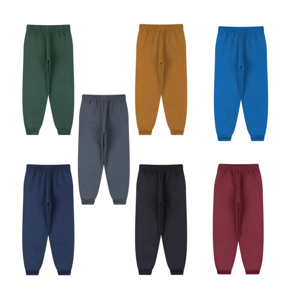 Kit 2 Calça Moletom Infantil Menino E Menina - Peluciada / Flanelada Inverno -Calça Escolar- Calça Unissex