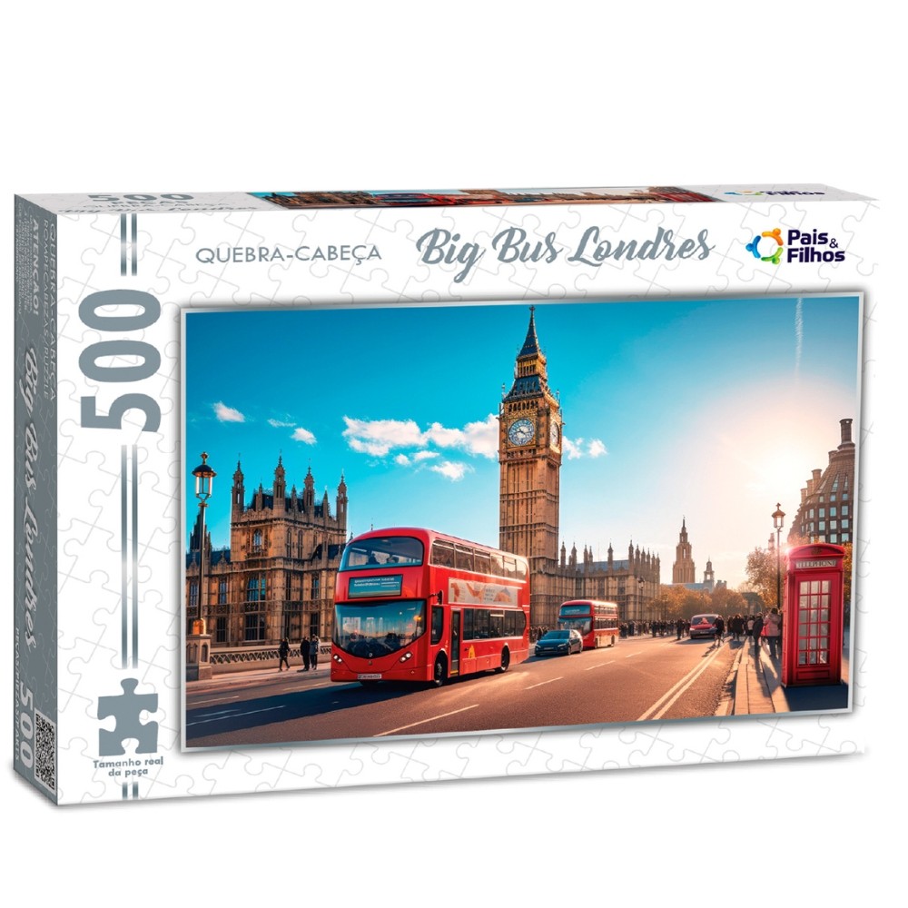 QUEBRA CABEÇA BIG BUS LONDRES 500 PEÇAS PAIS E FILHOS PUZZLE PAISAGEM PONTO TURÍSTICO BEN RELÓGIO & em Oferta na Shopee