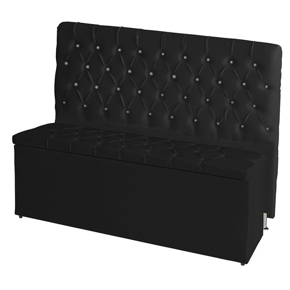 Kit Cabeceira De Cama Box E Calçadeira Baú Paris Queen 160 Cm Capitonê Suede Preto Do Lar Móveis