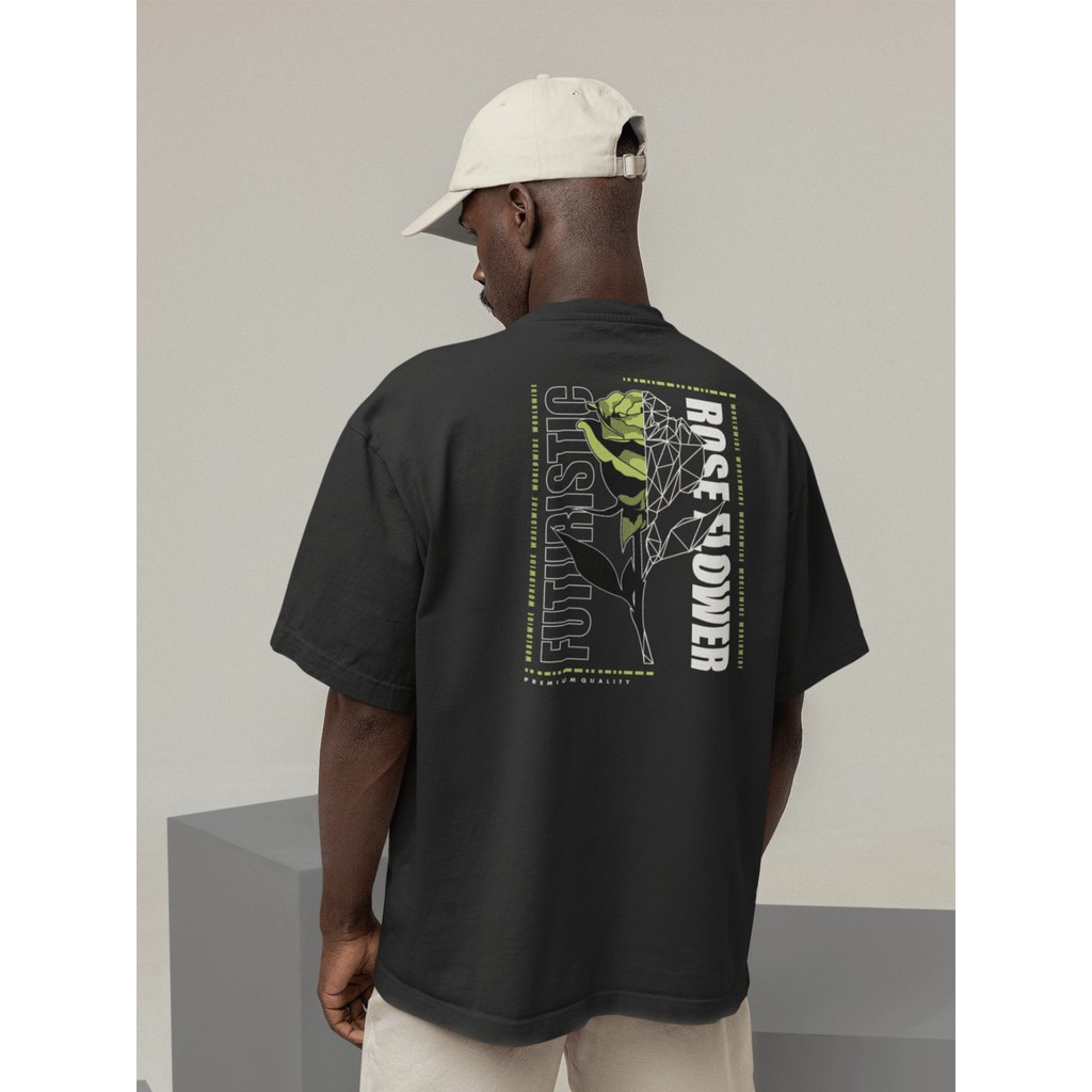 Camisa Camiseta Oversized Gola Alta Streetwear Masculino Algodão Urbano Treino Estampado - ROSE POWER