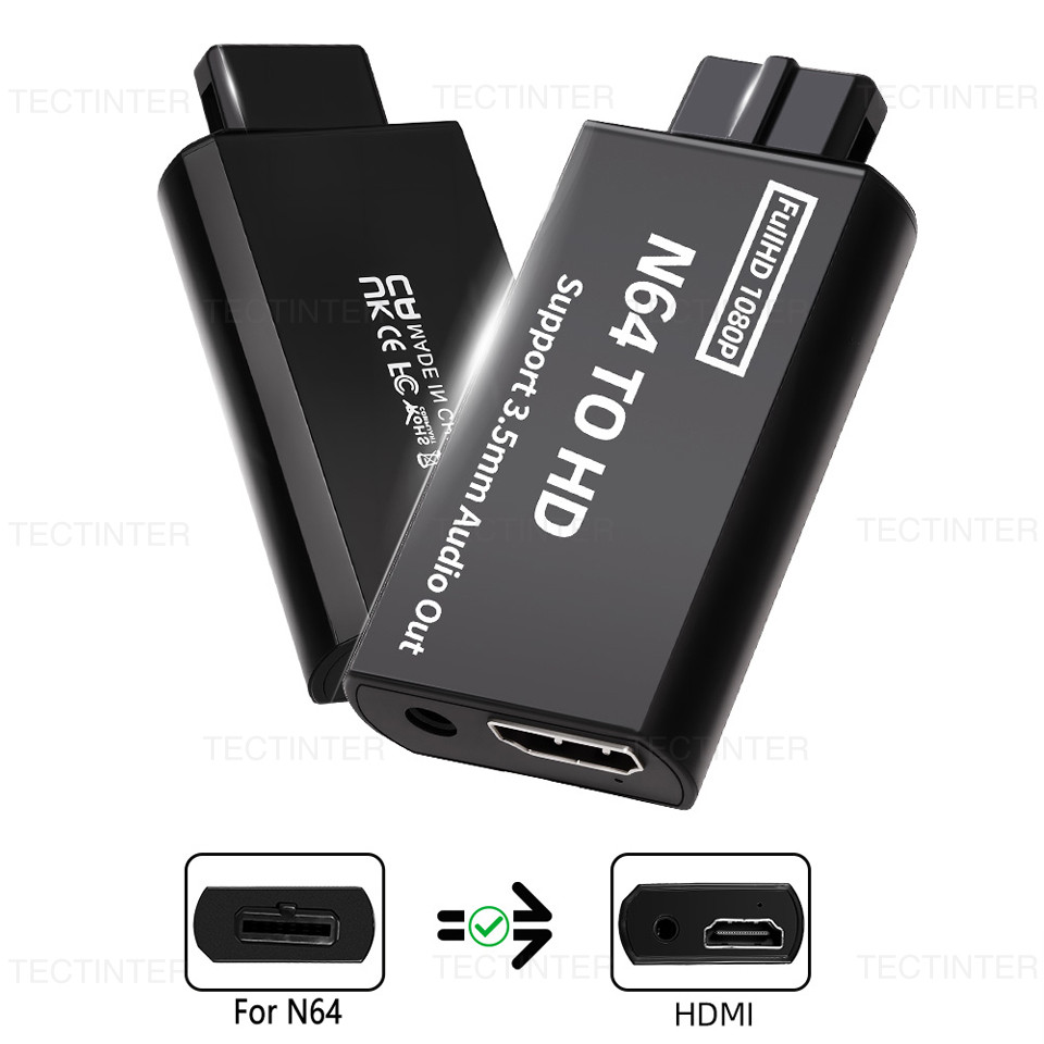 Para N64 HDMI Conversor Adaptador De Jogo Completo HD Suporte 3.5mm Cabo De Áudio/NGC/SNES Console Acessórios De Jogos