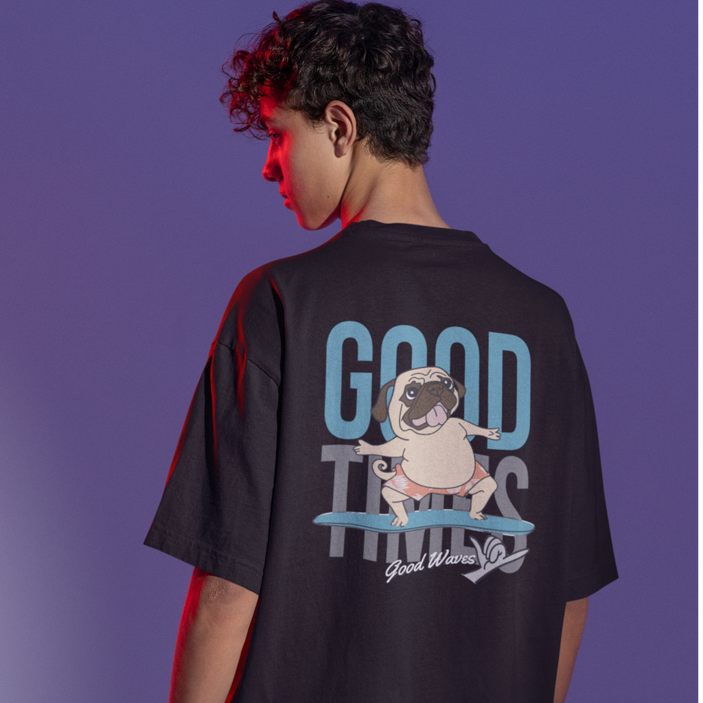 Camiseta Unissex Estampa Exclusiva Good Times Tendência Pug