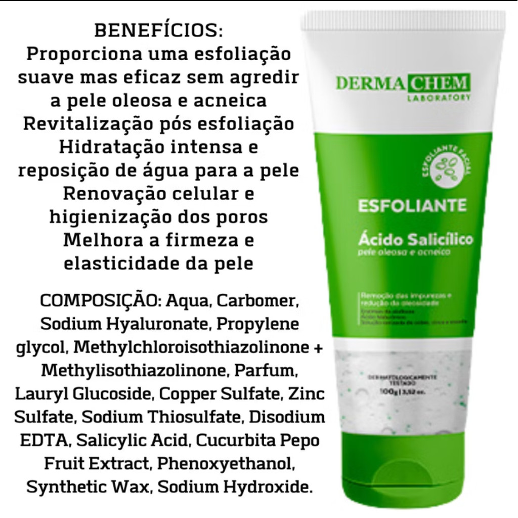 Esfoliante Enzimático Antioleosidade Ácido Salicílico Pele Acnéica 100g - Dermachem