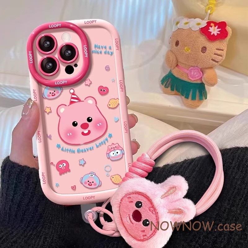 Para IPhone 16 15 14 13 12 11 Pro Max X XR 7 8 Plus Bonito Dos Desenhos Animados Castor Pulseira Caso De Telefone Macio